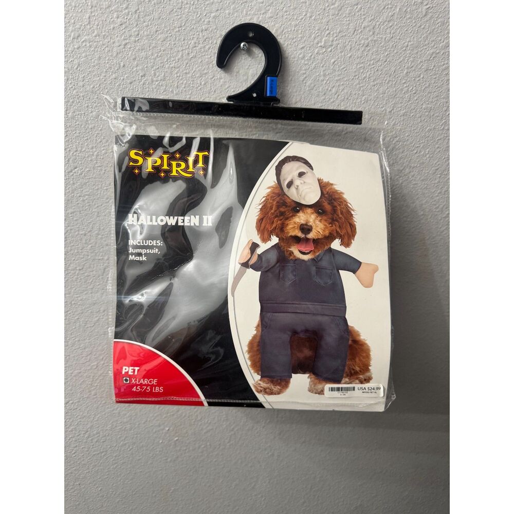 Spirit Halloween II Michael Myers Pet Dog Costume XL 45-75 lbs Mask Jumpsuit